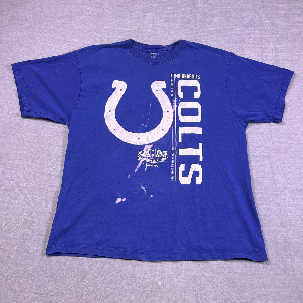 Reebok Super Bowl XLIV‎ Indianapolis Colts Roster Graphic T-Shirt Mens L Blue